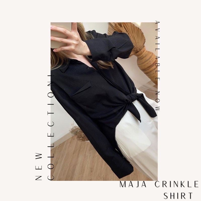 COD - Blouse Cringkle Airflow Oversize Kirra Top Blouse Kemeja Wanita Cringkle Airflow Kemeja Wanita Polos