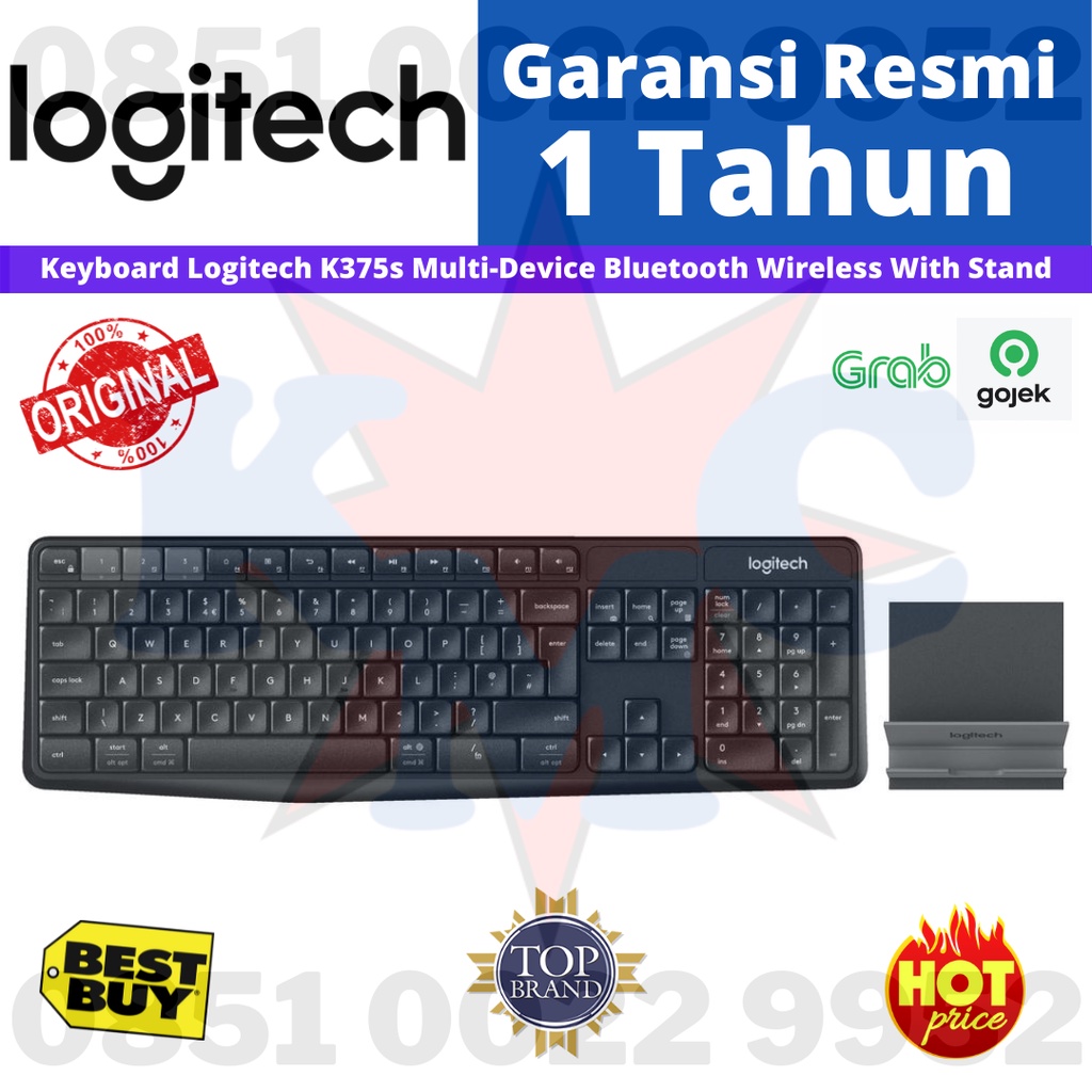 LOGITECH KEYBOARD WIRELESS K 375S MULTI DEVICE WIRELESS + BLUETOOTH WITH STAND - LOGITECH K375S