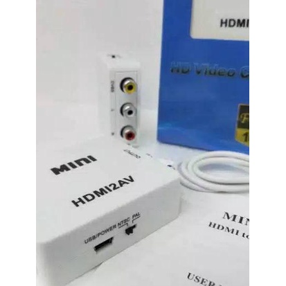 HDMI To RCA AV / Mini HDMI2AV / Mini hdmi2av tv tabung / Mini Box Hdmi 2AV Converter Adaptor