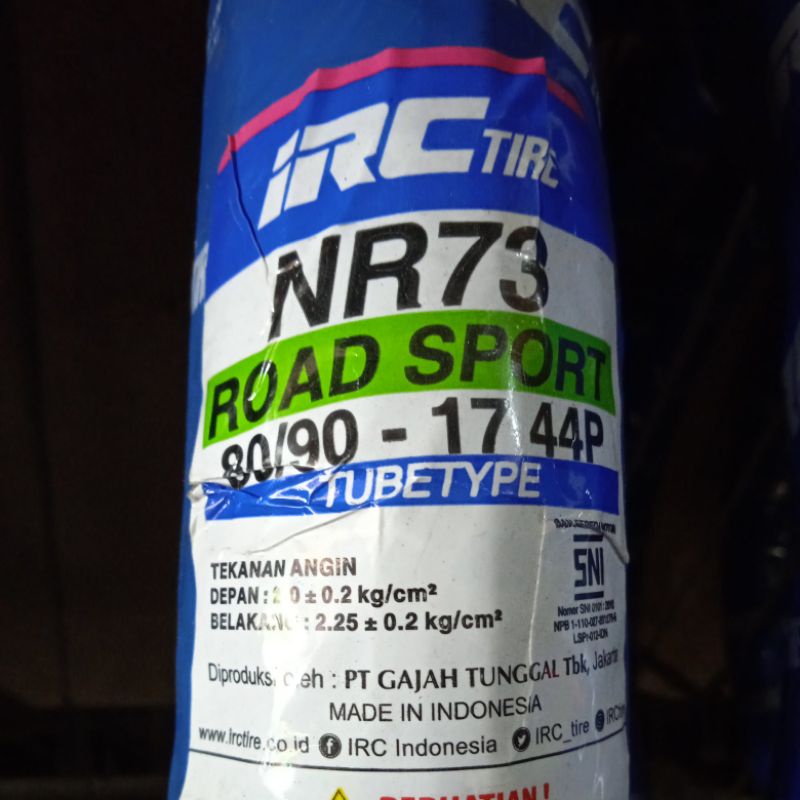 Ban Luar Merk IRC 80/90-17 NR 73, Non Tubeless