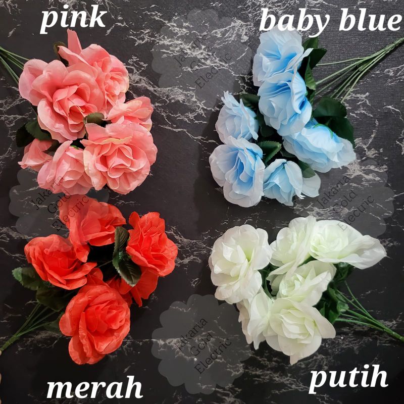 Bunga Mawar Plastik Artificial Palsu Dekorasi Rose Tangkai K6