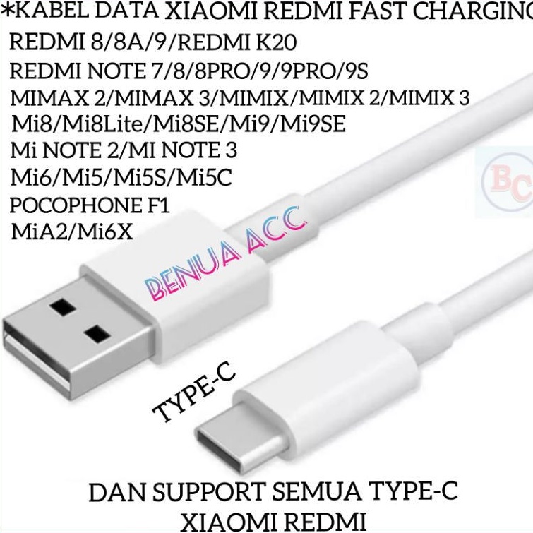 Kabel Data Xiaomi Redmi Note 7 Note 8 Note 8 pro Redmi Note 9 9T Type C Original
