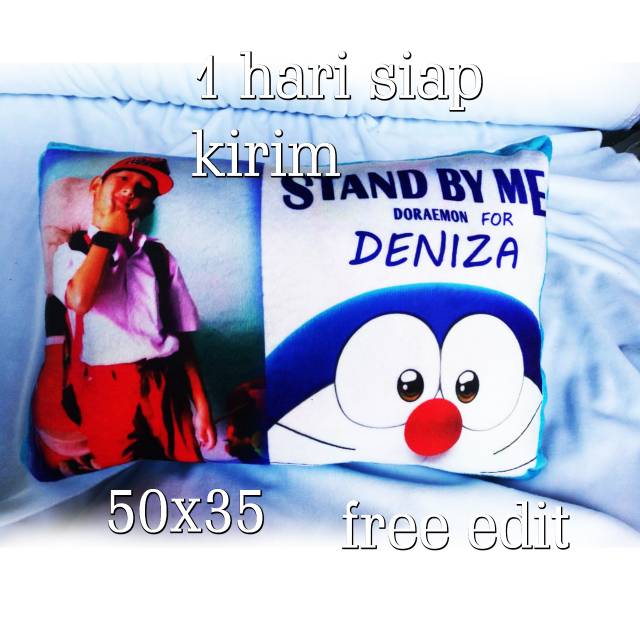 Bantal Foto 50x35 Bahan Velboa Free Edit