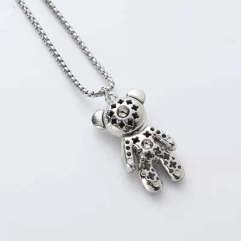 Cute rhinestone beruang tanah kuchao kalung sweet cool wind online influencer disco menari hip hop l