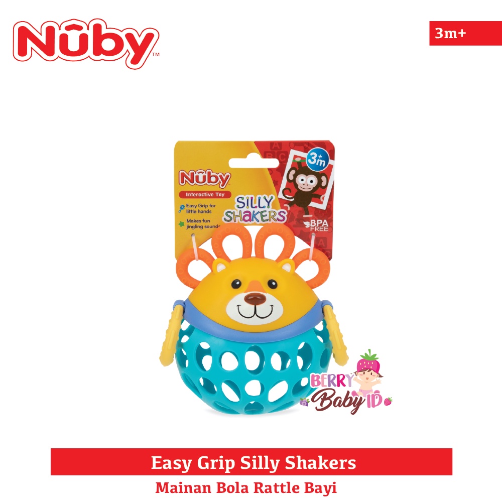 Nuby Easy Grip Silly Shakers Mainan Rattle Bola Sensori Bayi 3m+ Berry Mart