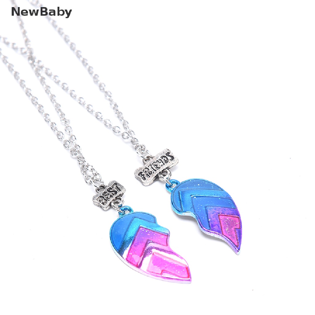 Newbaby 2pcs Kalung Rantai Liontin Hati Motif Huruf Best Friend Untuk Pasanganpriawanita