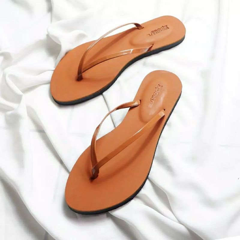 Sandal Jepit Karet Wanita Thostee Rubby pusatmode1234-Tan
