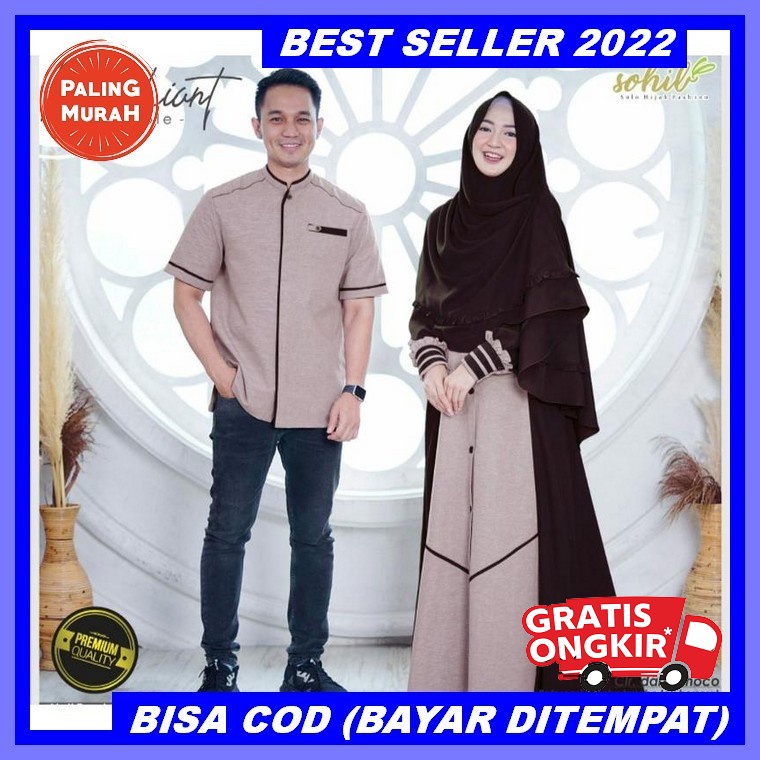 Sarimbit Keluarga Ethica Elfa 235 Fawn Bark Terbaru 2022 Baju Kondangan Couple Gamis Pasangan Pria D