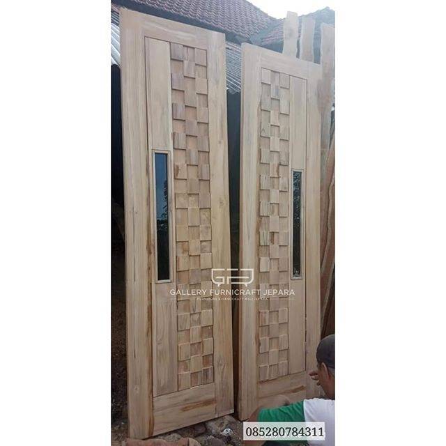 Pintu Jati Minimalis Kupu Tarung Unfinish