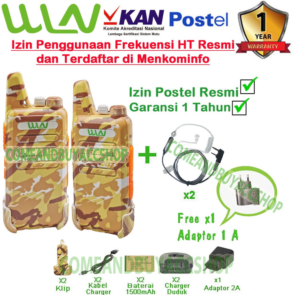 Paket FBI HT WLN Two-Way Radio -LORENG HIJAU ARMY 2 (isi2pcs)-Batrai 1500 mAh