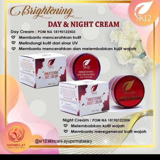 BRIGTHENING KRIM SR12 SIANG MALAM krim glowing pencerah wajah bpom melembabkan  bpom aman bumil busu