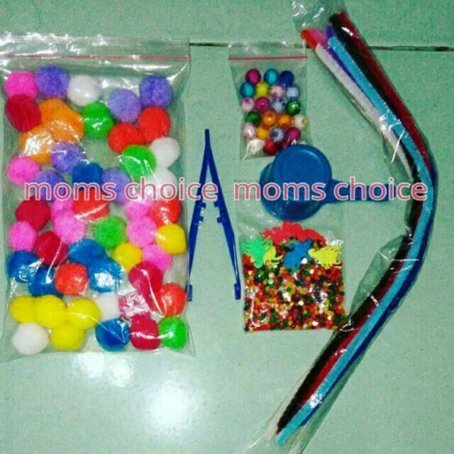 Paket Sensory Toys Montessori Pompom Waterbeads Hidrogel
