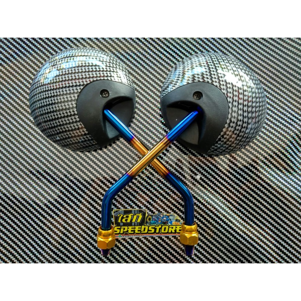 Spion Carbon Karbon Two Tone Kaca Bulat Variasi Motor Honda Scoopy vario beat