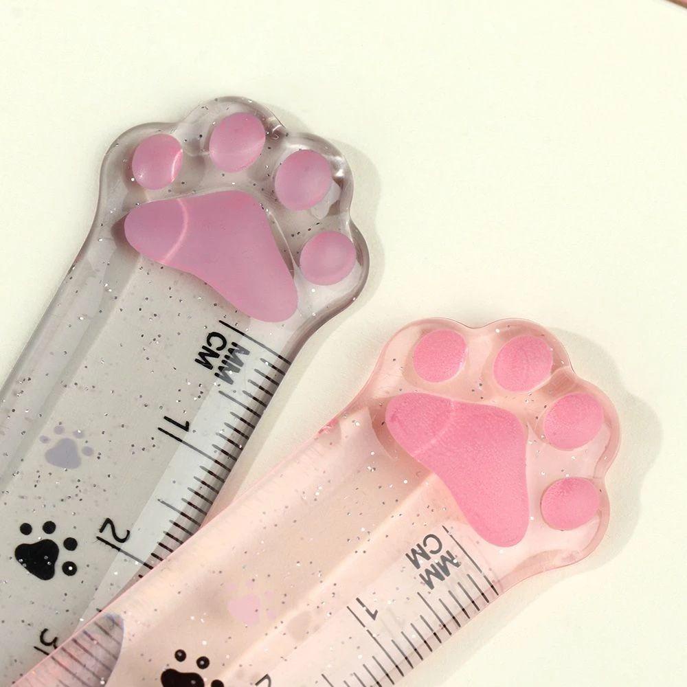 Penggaris Lurus Agustina Kawaii Lucu 15cm Plastik Hadiah Anak Lukisan Cats Claw Ruler