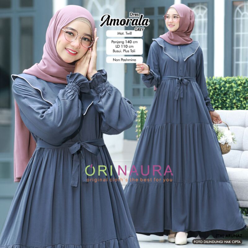 CORENA,AMORALA,AMRILA Midi Dress Wanita Muslim Ori by Naura