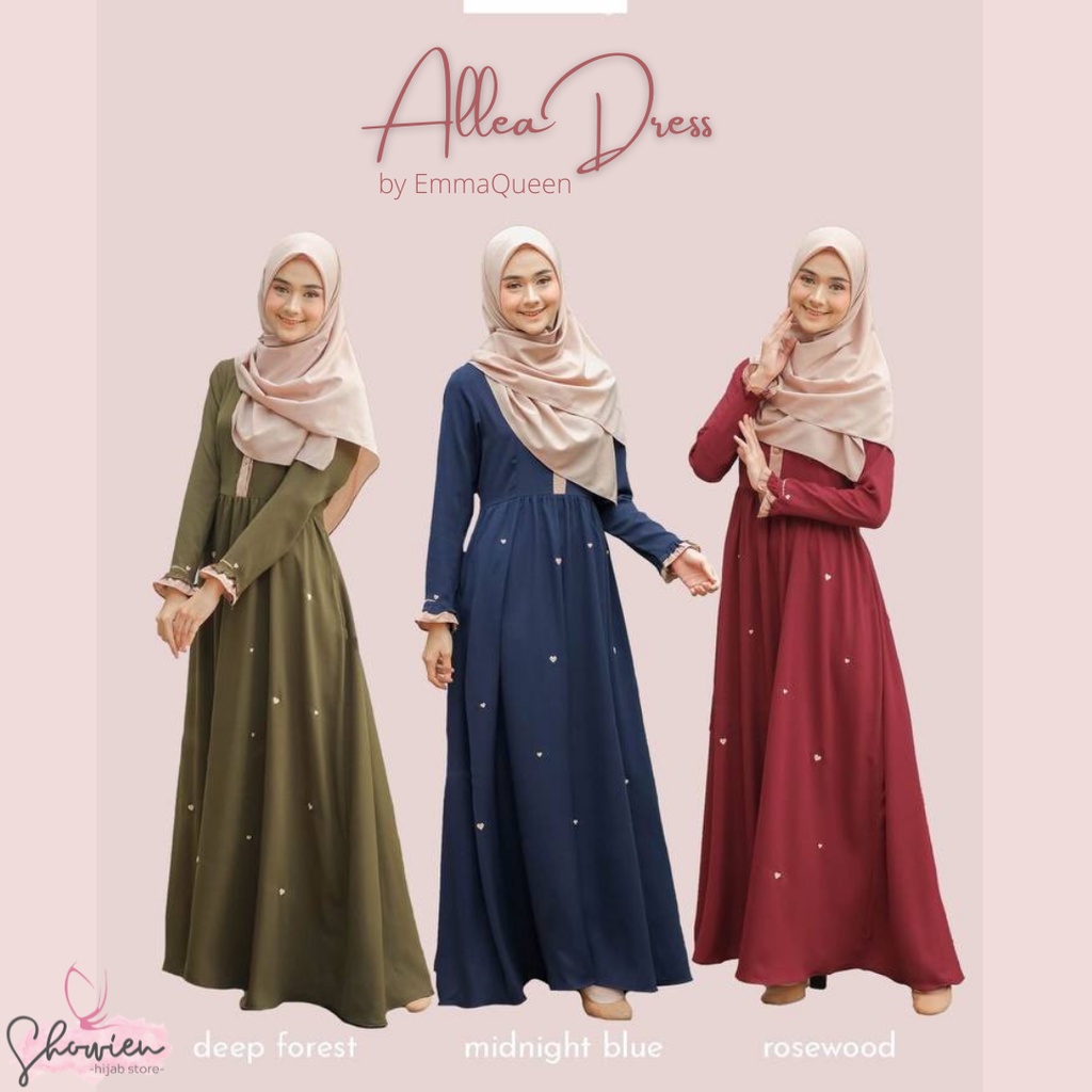 Allea Dress by EmmaQueen - Gamis Kondangan Cantik dengan Flocking Beludru
