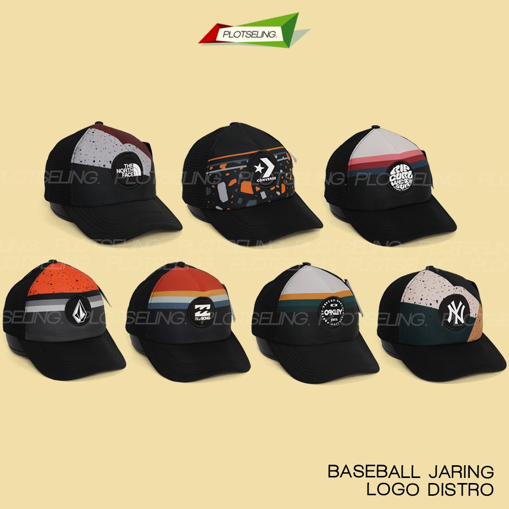 Topi Baseball TRUCKER DISTRO Jaring Logo Distro Random Pria Wanita Topi Hitam Jaring Polos Logo NY Topi Logo Billa Bong QuickSilver Vans Volcom Converse Oakley Stussy DC Vans Topi Pantai Topi Olahraga Sport