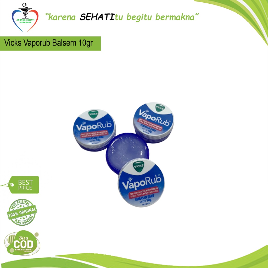 VICKS VAPORUB 10 Gr Meringankan Gejala Pilek Dan Batuk Karena Flu