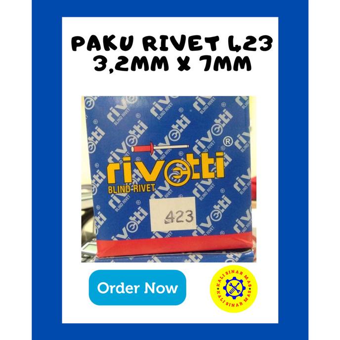 

1 KOTAK PAKU RIVET MERK RIVETTI 423 UKURAN 3.2mm x 7mm ISI 1000 PCS