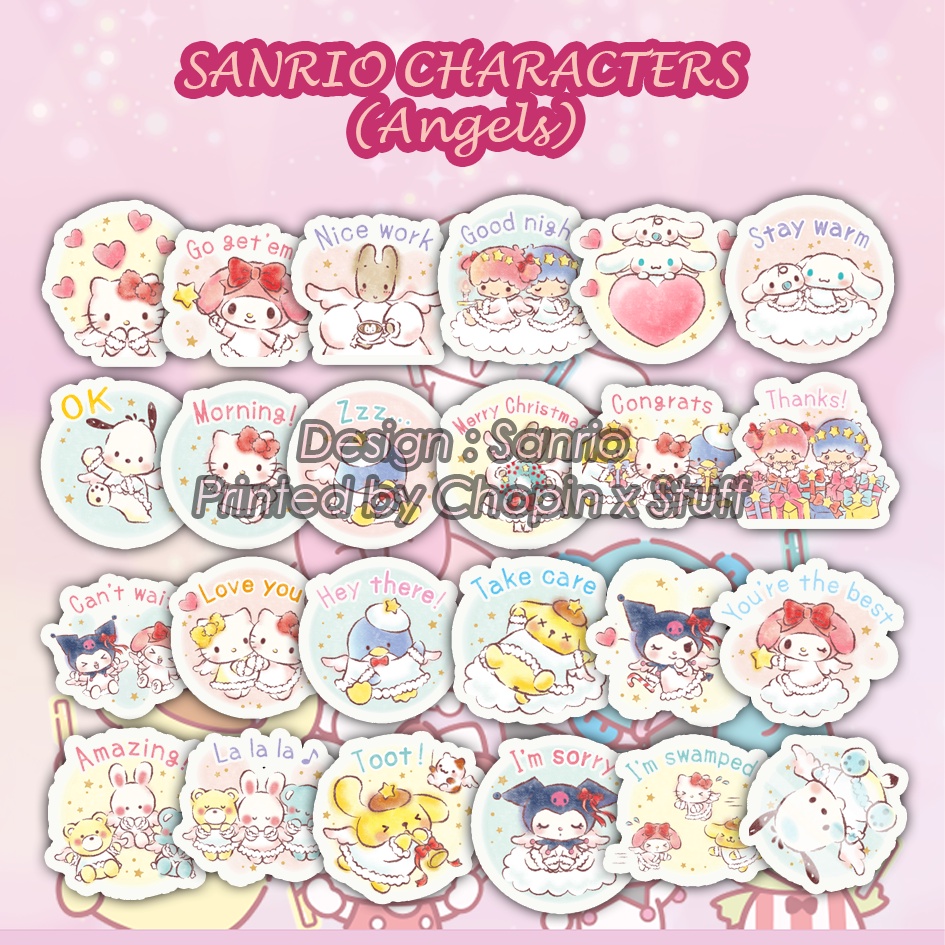 

Sticker Pack Waterproof Anti Air SANRIO CHARACTERS (Angels) / Stiker Cute Lucu Imut Anti Air @24pcs