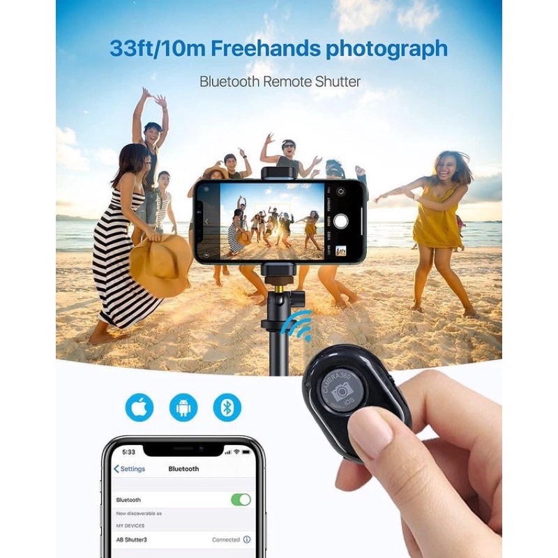 Tomsis Bluetooth Remote Selfie / Remote Shutter Wireless Camera Phone For IOS Android