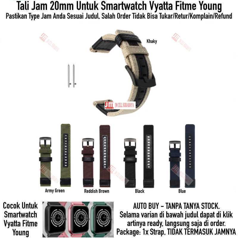 Woven Watch Strap Vyatta Fitme Young - Tali Jam Tangan 20mm Nylon Stainless Black Buckle