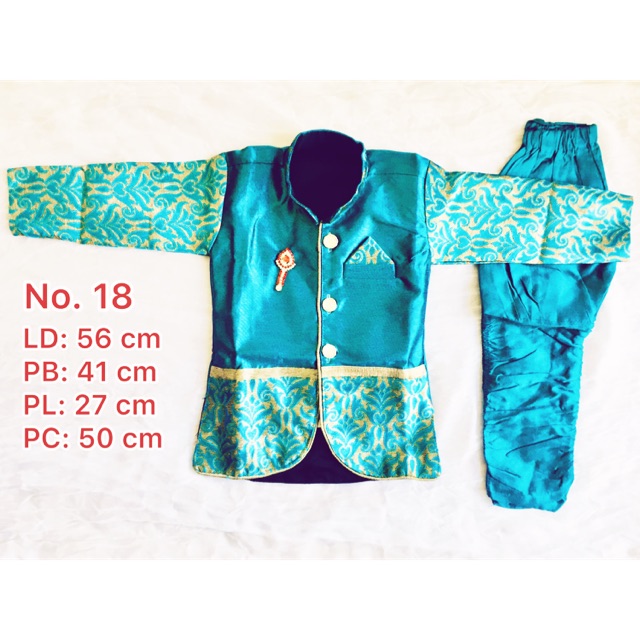 Baju Sherwani Pesta Lebaran Anak Laki Warna Hijau Umur 2-3 Tahun Baju India Anak Cowok