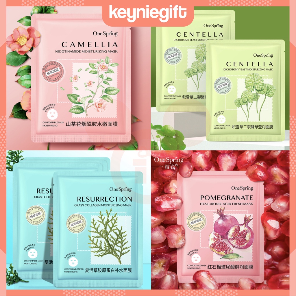 One Spring Moisturizing Camellia Centella Resurrection Pomegranate Mask Masker Wajah OS002