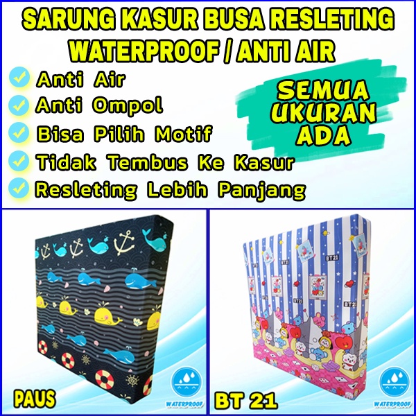 Terlaris Sarung Kasur Resleting Waterproof Anti Air / Sarung Kasur Busa Inoac Waterproof / Sprei Wat