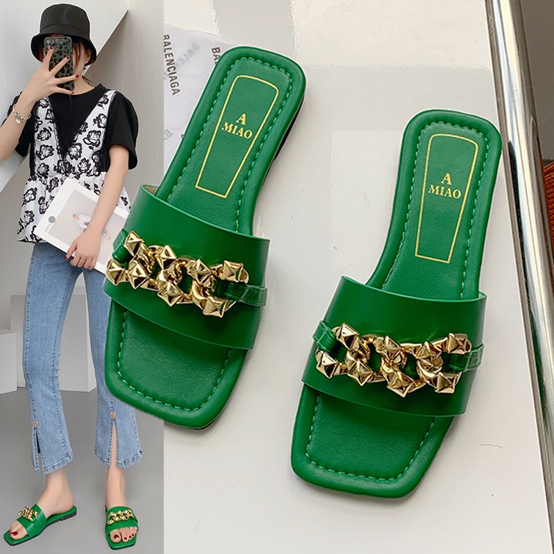 [COZY] Sola Slip Sandal Chain Korea Fashion Wanita Import