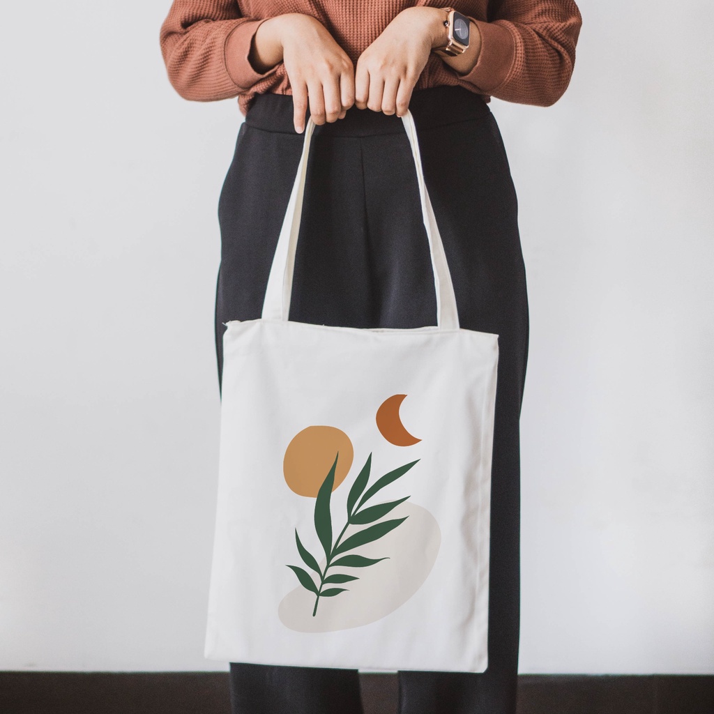 Sevine Tote Bag Resleting Tas Wanita Totebag Laptop Custom Tropical Nordic Series - HD