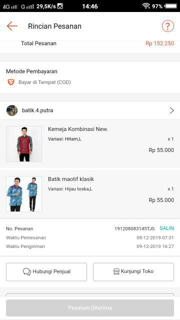 Tunik Batik Motif Seragam | Lengan Panjang Size M.l.xl.xxl | Katun Halus Ory