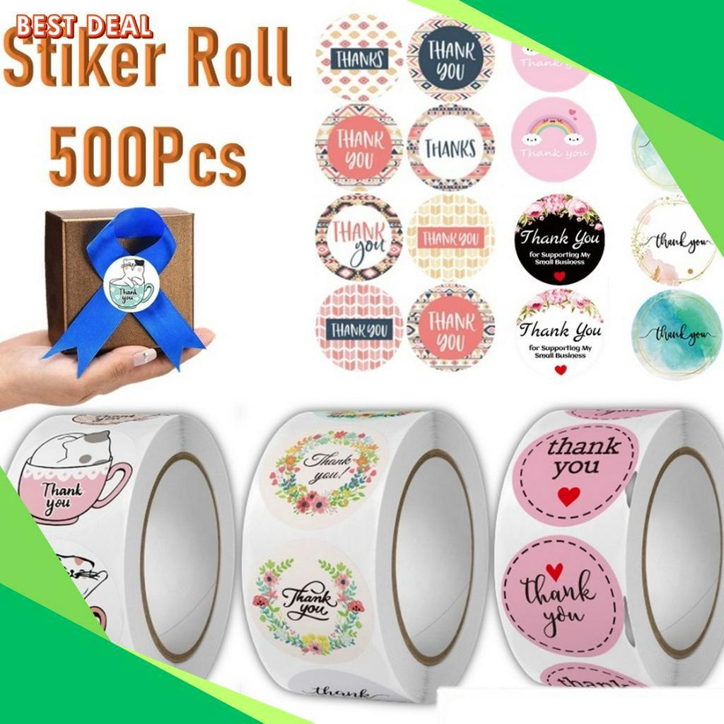 

PALING LARIS APEN Sticker Thank You Roll Isi 5 Pcs Stiker Terima Kasih Warna Self Adhesive Seal Label 25 Cm Tempelan Ucapan