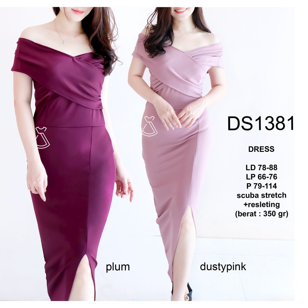 Ds Dress Pesta Sabrina Maxi Bodycon Scuba Dress Natal Wanita Modern Murah Shopee Indonesia