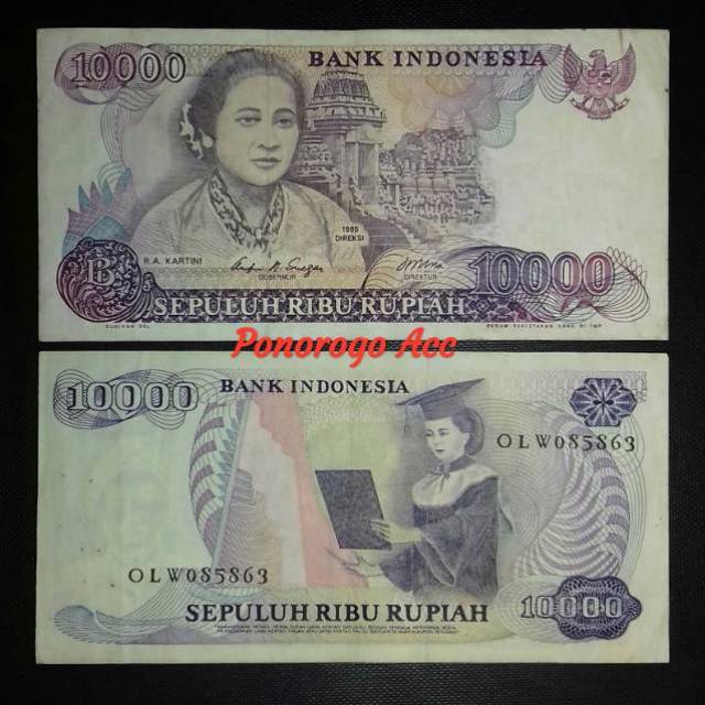 (Bagus/XF/VF) Uang kuno Rp.10rb R.A Kartini Rp.10.000 jadul asli rp 10000 kartini 1985