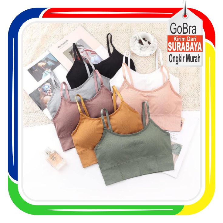 Gobra ♕ PW059 (Bahan Tipis) Bra Wanita Push Up Olahraga Sport Gym Pakaian Wanita Sexy Lembut Import Murah COD