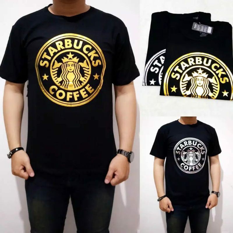 BAJU KAOS PRIA COWOK MOTIF TERBARU STARBUCKS BLACK