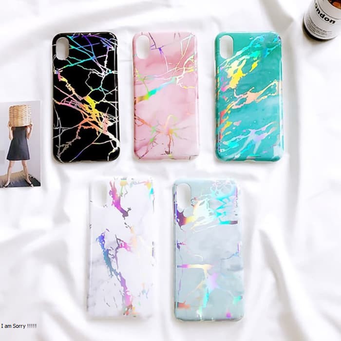 Case Silicon Marble Hologram Iphone X XR XS MAX Case Marble