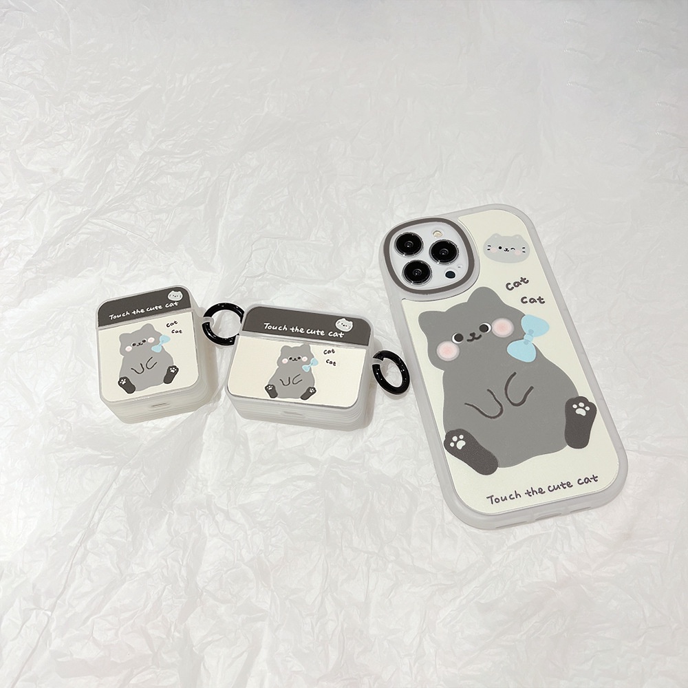 Casing Silikon Motif Kucing Aksen Cermin Untuk Simpan Earphone Wireless Bluetooth Apple airpods 3 / 2 / 1 / Pro