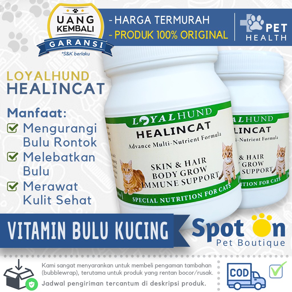 Healincat Vitamin Kulit dan Bulu Kucing Herbal Premium | Suplemen Kulit Bulu Rontok Kucing