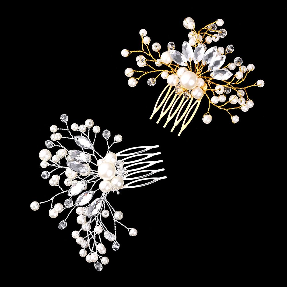 SUYOU Beautiful Hair Combs Accessories  Bridal Clips Pearl Hair Pin  Bride Hair Jewelry  Wedding  Romantic Crystal Crown Rhinestone Tiara /Multicolor