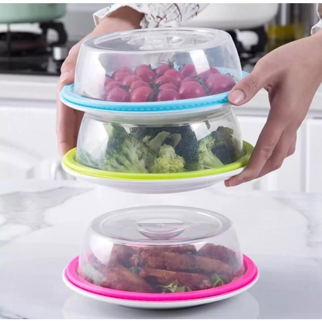 Penutup PLASTIK BENING  Piring Tudung Saji Tepi Karet Silicon