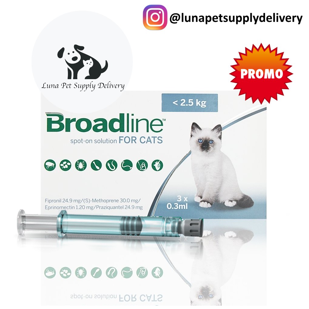 Obat Kutu, Pinjal, Scabies & Cacing Kucing Kitten Broadline Cat S dibawah 2,5 kg Obat Aman Min500Gr