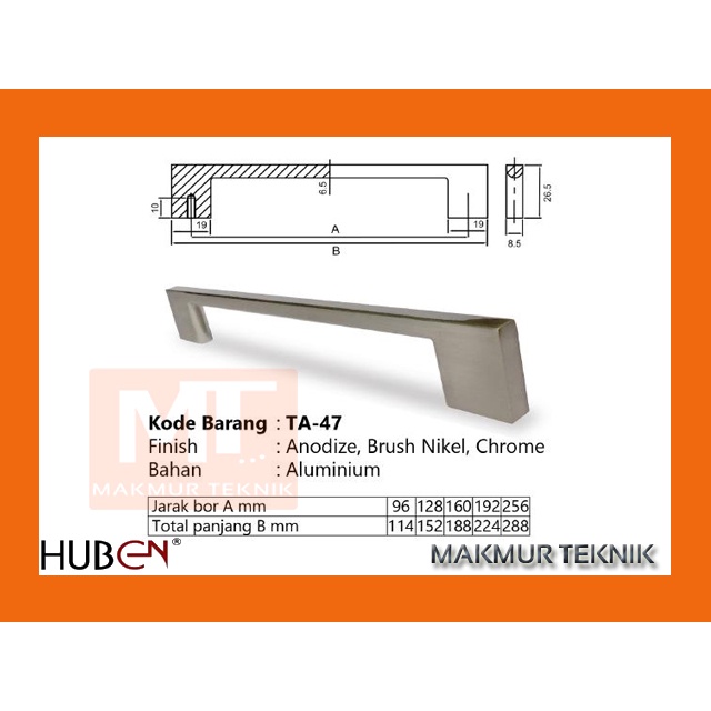 Tarikan laci Tarikan pintu Huben TA 47 - 160 mm