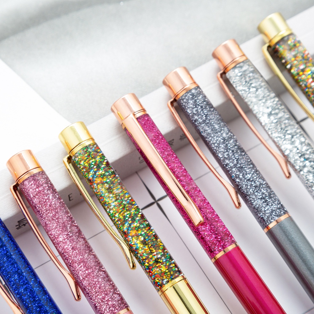 Creatively Luxury Ball-point Flow Oil Crystal Gold Foil Metal Copper Colorful Gold Color Pen