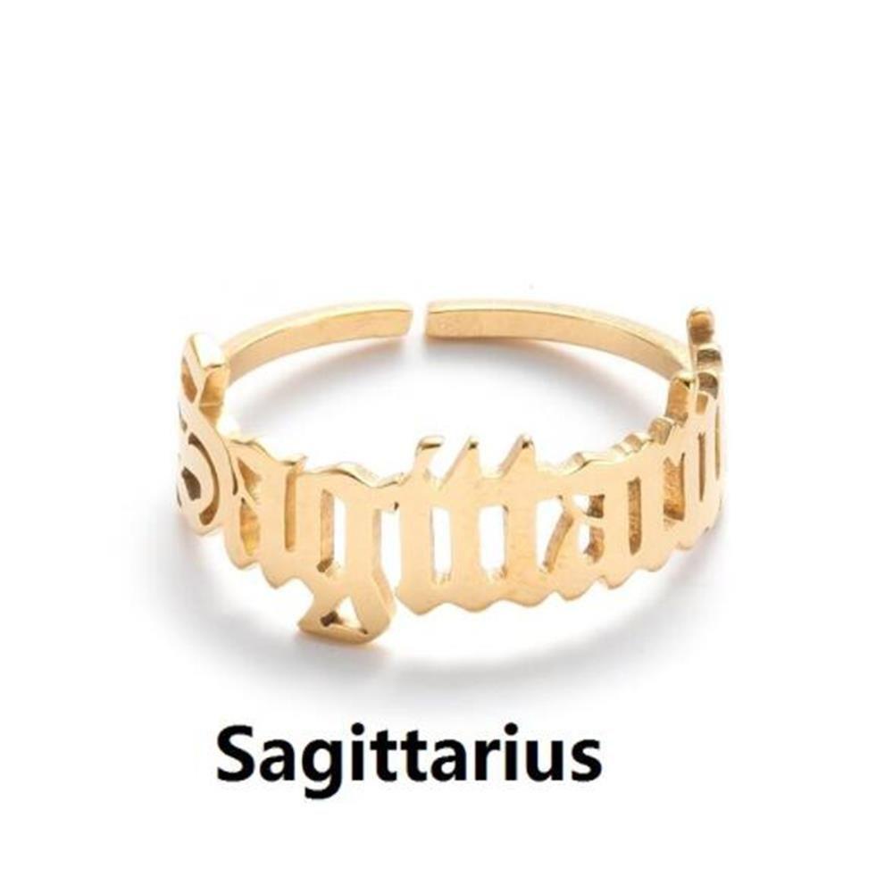 Cincin Zodiak TOP Baru Perhiasan Hadiah Untuk Wanita Pria Huruf