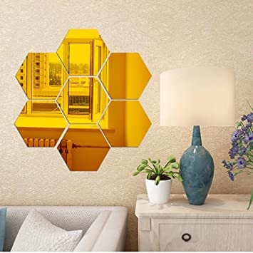 PUSAT WALLPAPER - PAKET TERMURAH ( Isi 5Pcs ) Kaca Cermin Dinding Kotak/Cermin Dinding Hexagonal / Cermin Dinding Aesthetic  Dekorasi Kamar