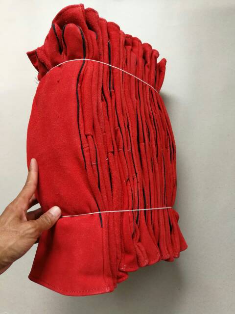 SARUNG TANGAN KULIT LAS/SARUNGTANGAN WELDING/SARUNG TANGAN LAS MERAH 16 INCH