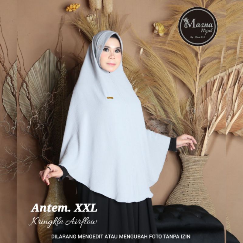 451 JILBAB MAZNA CRINGKLE AIRFLOW XXL/HIJAB MASNA ORI BY DHENI HM SIZE JUMBO XXL/BERGO MUKENA SUPER 