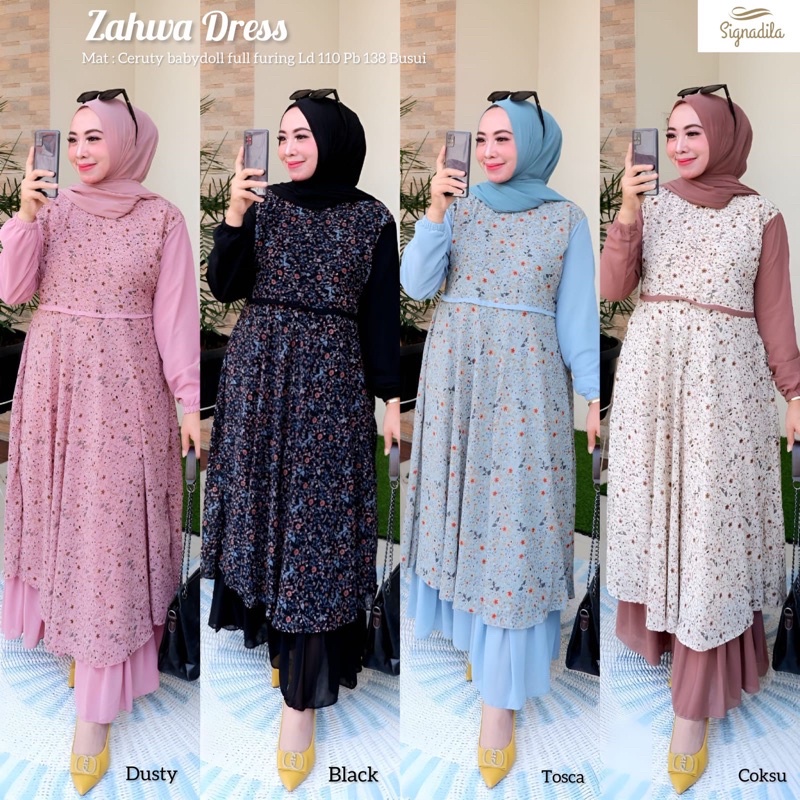 ZAHWA MAXY by SIGNADILA : gamis rayon jumbo berkualitas nyaman halus adem busui realpict spassy nabt